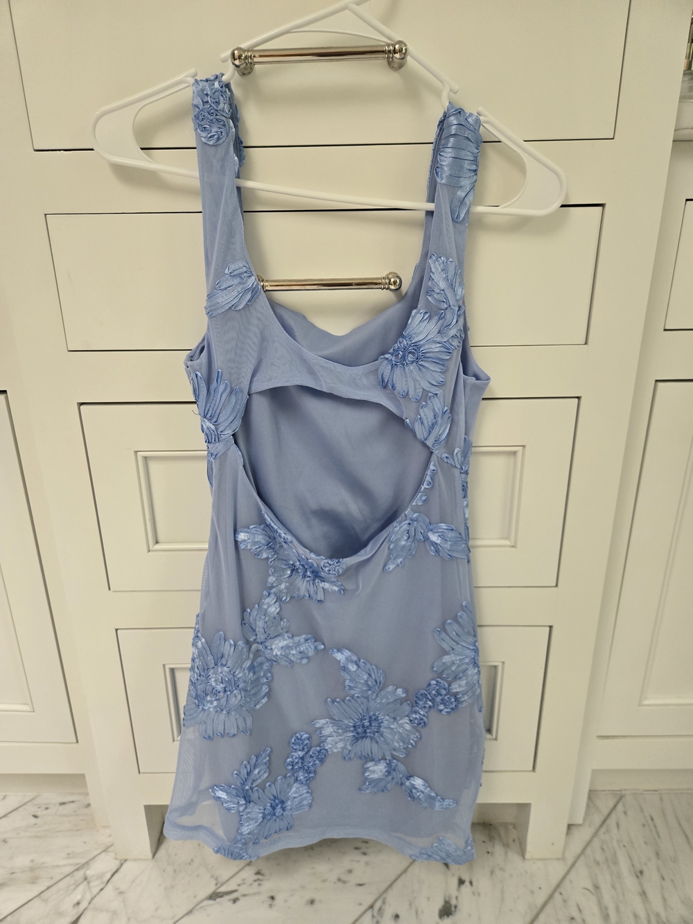 Light Blue Floral Bodycon Mini Dress - Picture 4 of 6